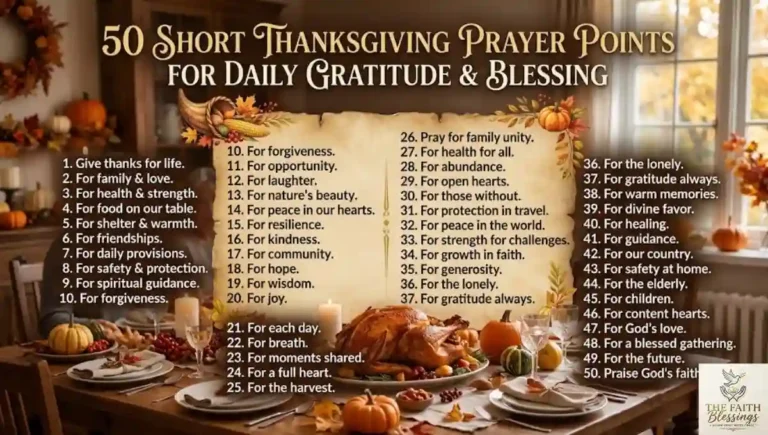 50 Short Thanksgiving Prayer Points for Daily Gratitude and Blessings